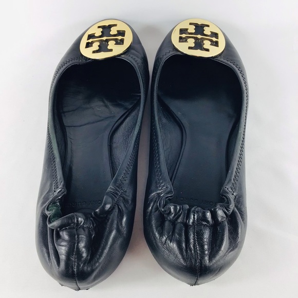 💙 TORY BURCH Ballerina Flats Gold Logo - Picture 7 of 15
